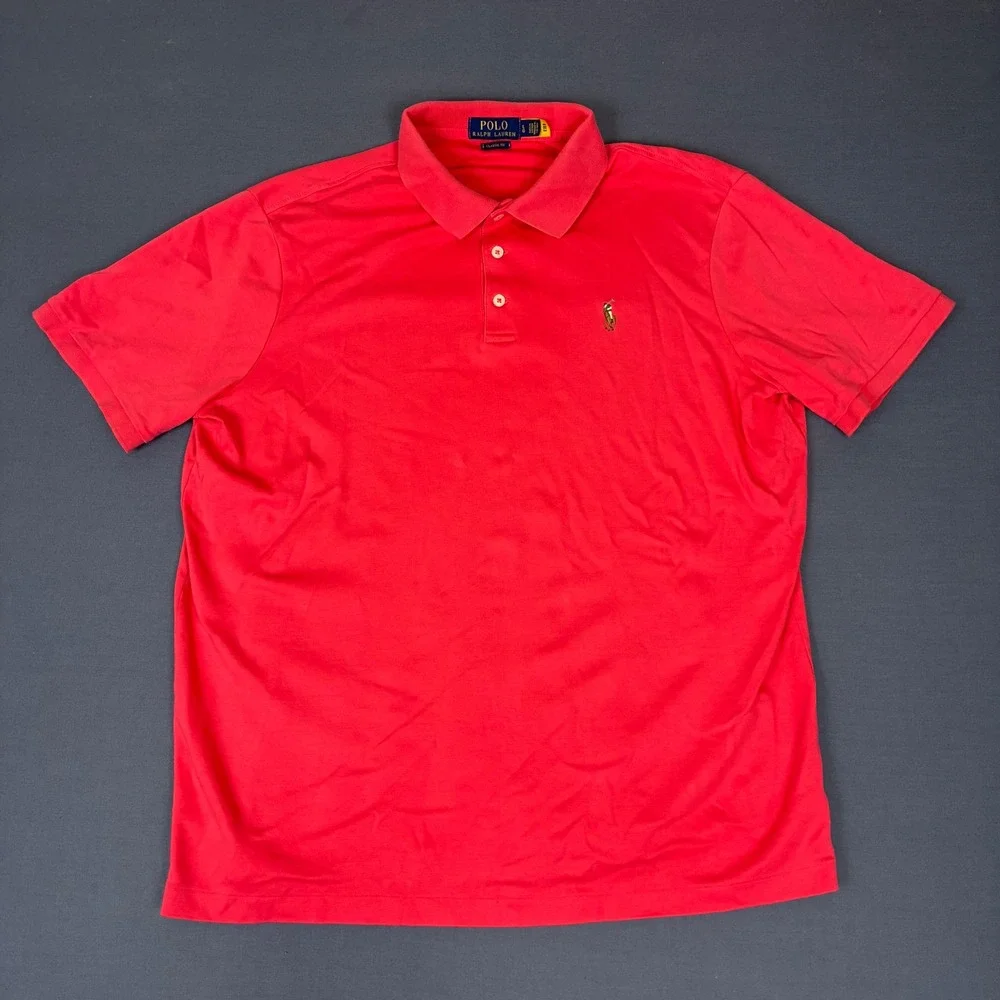 Polo Ralph Lauren Classic Fit Red Shirt Sleeve Polo Shirt Men's Size Large Flesh